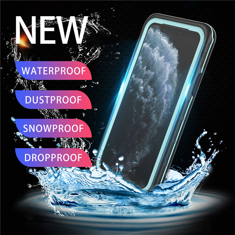 อุปกรณ์เสริมโทรศัพท์มือถือกันน้ำกระเป๋ากันน้ำสำหรับเคสมือถือใต้น้ำสำหรับ iphone 11 pro (สีน้ำเงิน) พร้อมสีทึบปกหลัง