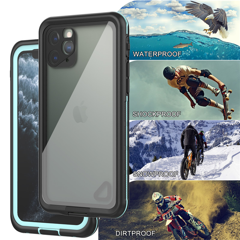 เซลล์กันน้ำ iphone 11 pro ที่ดีที่สุดกรณีกันน้ำ lifeproof กันน้ำ iPhone 11 Pro (สีฟ้า) กับปกหลังโปร่งใส