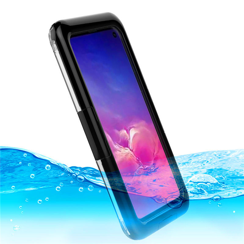 กรณีโทรศัพท์กันน้ำผู้ถือกรณีพลาสติกกันน้ำว่ายน้ำกรณีโทรศัพท์มือถือสำหรับ S Amsung S10 (สีดำ)