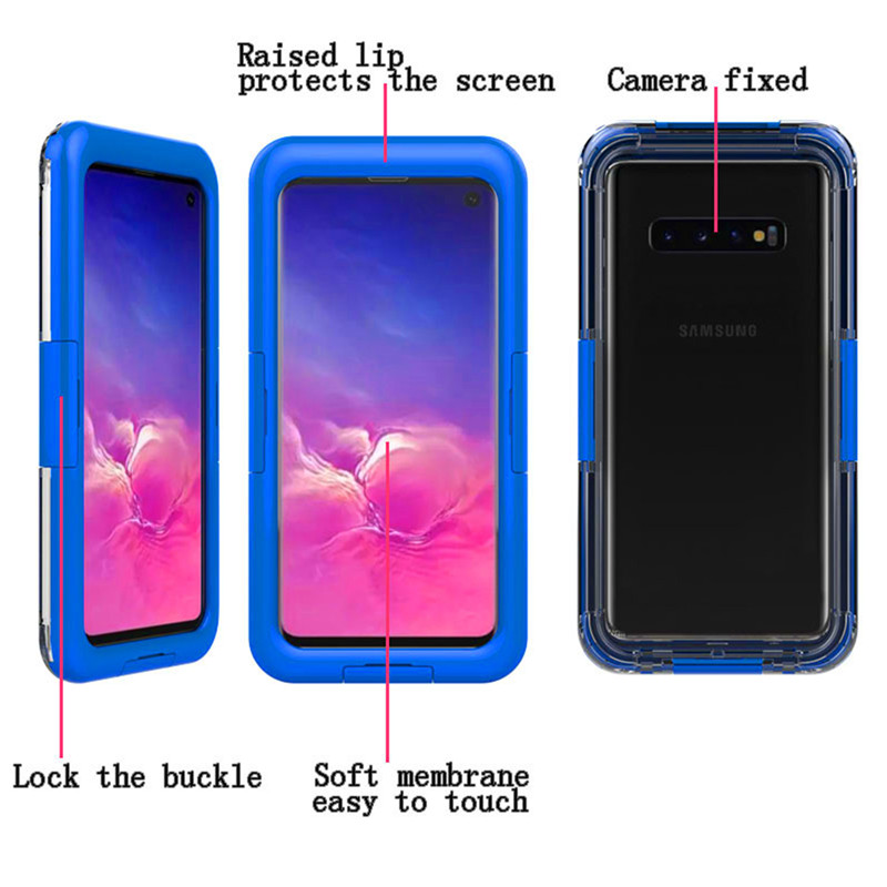 กรณีโทรศัพท์ป้องกันใต้น้ำดีที่สุดในชีวิตกรณีพิสูจน์สำหรับซัมซุง S10 (สีน้ำเงิน)