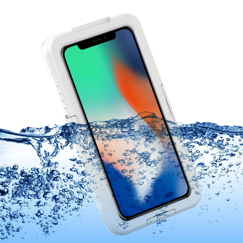 โทรศัพท์มือถือยูนิเวอร์แซกรณีกันน้ำขนาดเล็กที่ชัดเจนกรณีกันน้ำใต้น้ำกล้องกรณีสำหรับ iphone XS Max (สีขาว)