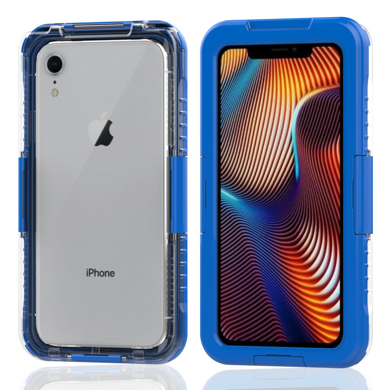แพ็คกันน้ำสำหรับ iphone น้ำช็อกกันฝุ่นกรณีกันน้ำที่ดีที่สุดสำหรับ iphone XR (สีฟ้า)