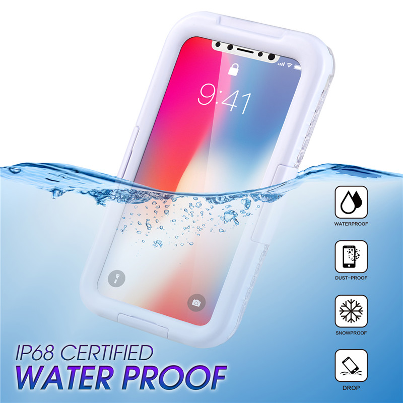 น้ำและกันกระแทกเคส iphone เคสกันน้ำใกล้ฉันเคสกล้องโทรศัพท์ใต้น้ำสำหรับ iphone XS (สีขาว)
